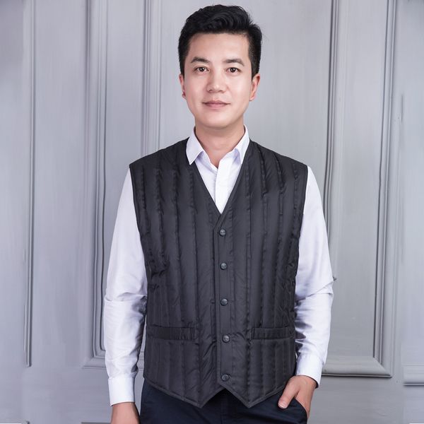 

dad's new vest, jacket, waistcoat, middle-aged men's warm down jacket, Black