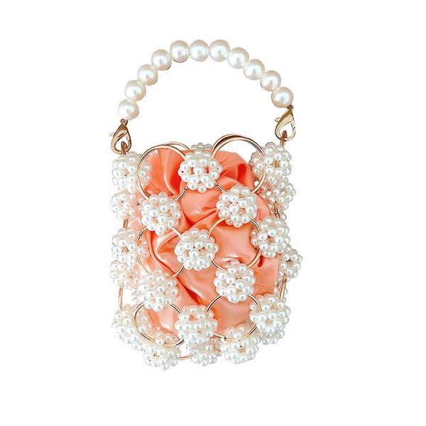 

2020 new iron ring pearl ball bag iron ring pearl hollow hand-beaded women colorful hollow bag