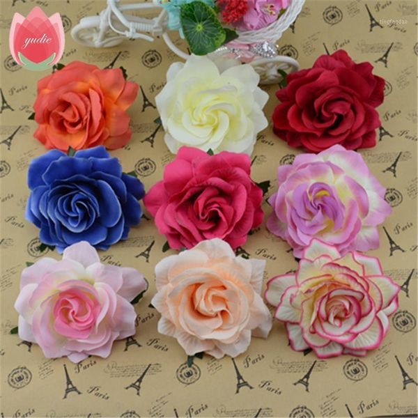 

2pcs 10cm silk blooming roses artificial flowers head for wedding car decoration diy garland decorative floristry fake flowers1