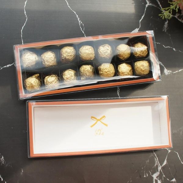 

24.2*8.3*3.2cm 10 set 2 style choose pvc orange black bow for you chocolate paper box wedding birthday party gifts packing