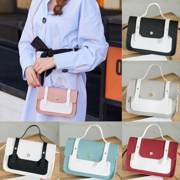

fashion women's bag contrast color shoulder leather handbag messenger bag small square coin phone dropship y507