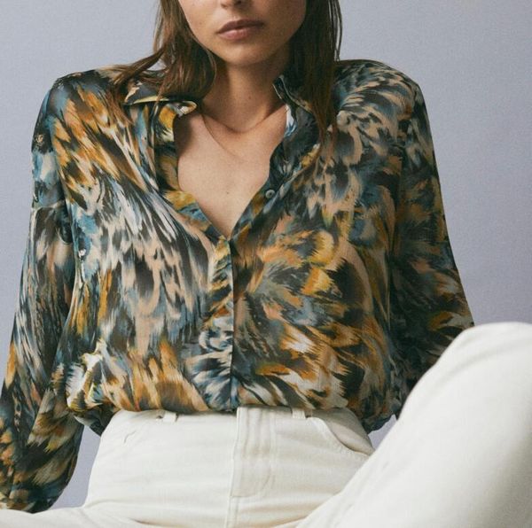 

women shirt 2020 summer new printed fashion casual shirt top, White