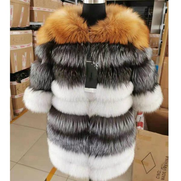 

oftbuy 2020 new fashion brand real fur coat 100% natural fur jacket long female winter thick warm coat high quality, Black
