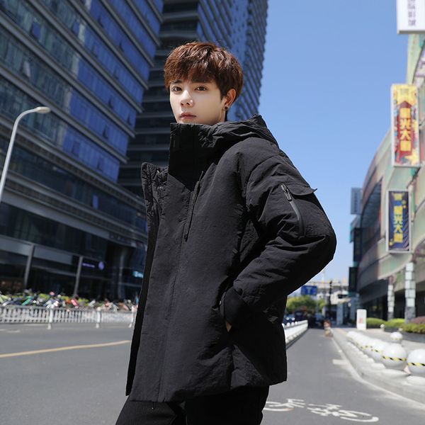 

2019 new korean slim and thiened short youth fashion men's down jaet, Black