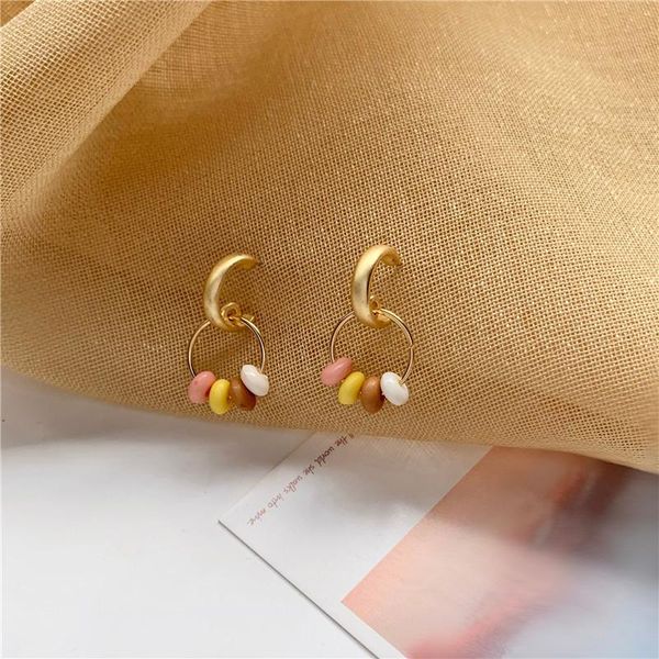 

dangle & chandelier vintage earrings for women colored wood beads round hanging fashion jewelry, Silver