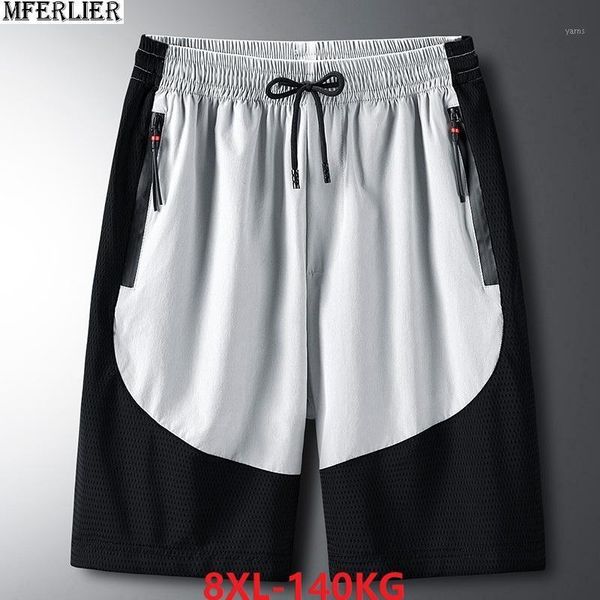 

new summer men patchwork shorts streetwear plus size 6xl 7xl 8xl sports shorts breathable oversize cool loose elasticity1, White;black
