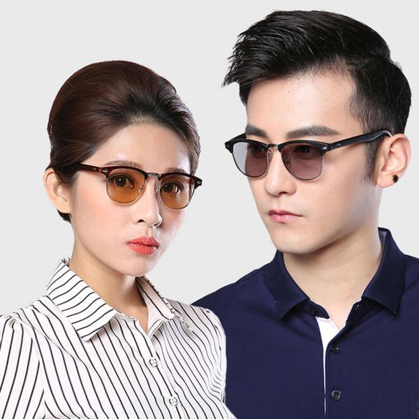 

men's glasses color and women's changing myopia, flat lens, round eye frame, uv protection, White;black