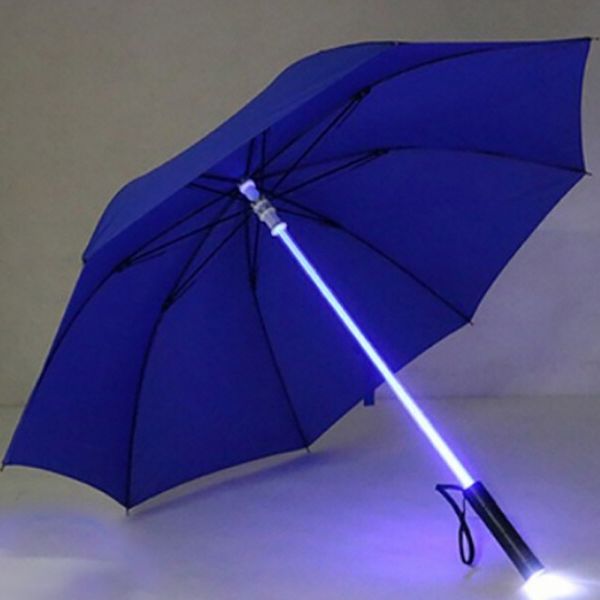 Novo LED Light Saber Light Up Guarda-chuvas Espada Laser Acenda Guarda-chuvas De Golfe Mudando no eixo / Construído em Tocha Flash Guarda-chuva 201112