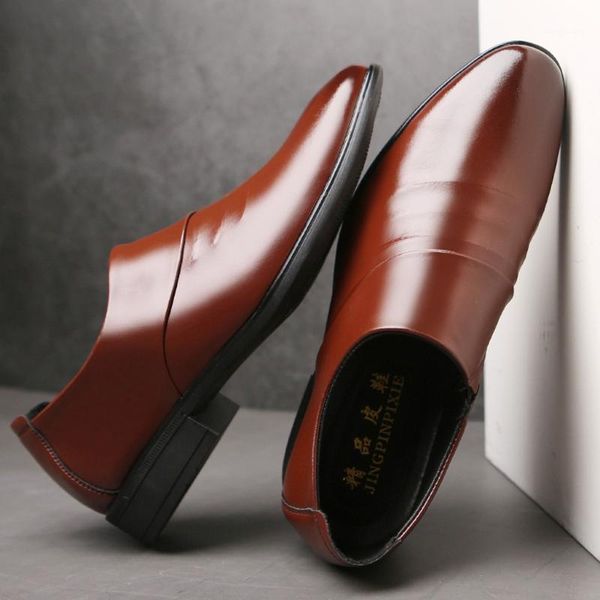 

new fashion business shoes men leather shoe pointed toe flats soft casual breathable men's dressing shoes1, Black