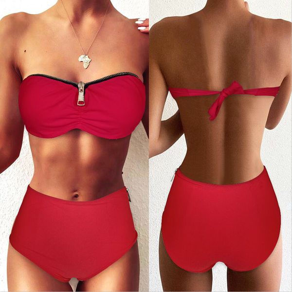 

2021 new special women's split bikini solid color swimsuit, White;black