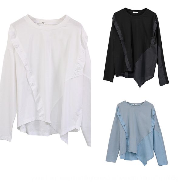 

shisanhang tide brand female rainy sweater season ant fall 2020 round neck new loose stitching irregular long sleeve sweater woman sowkv sow, Black