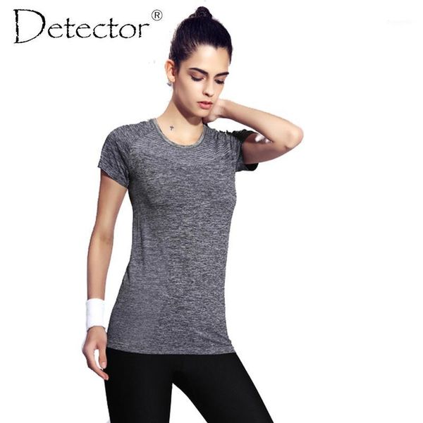 

detector women sports tees dry quick elastic compression gym t-shirt fitness short sleeve t shirt singlet running tshirt1, Black;blue