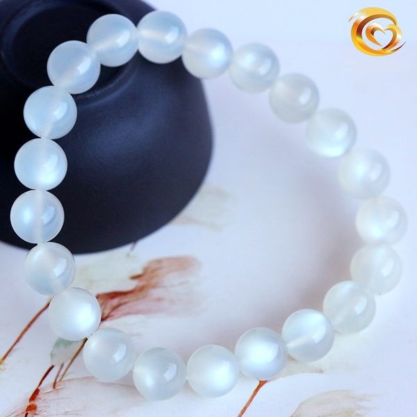 

natural moonlight braceletbracelet braceletstone bracelet 4a5a round pearl white light moonstone hand string mingyuan jewelry white moonston, Golden;silver