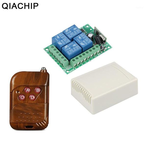 

remote controlers qiachip dc 12v 10a 4 botton rf wireless control switch 433.92mhz 4ch relay module universal 433mhz1