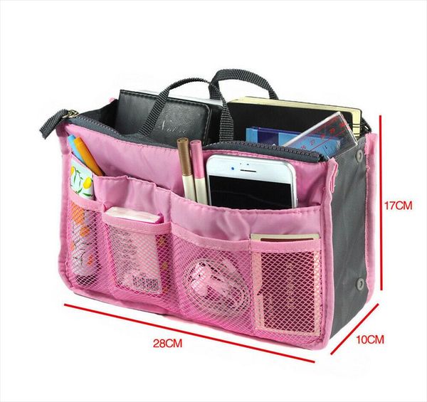 

cosmetic bag handbag nylon solid zipper organiser insert liner travel bag storage purse organizer large purse box cases