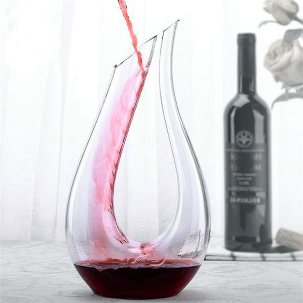 

1500ml big decanter superior handmade crystal red wine brandy flat base champagne glasses decanters bottle jug pourer aerator q1222