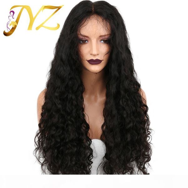 

lace front wigs brazilian malaysian peruvian 130% density swiss lace curly full lace wigs deep curly hair, Black