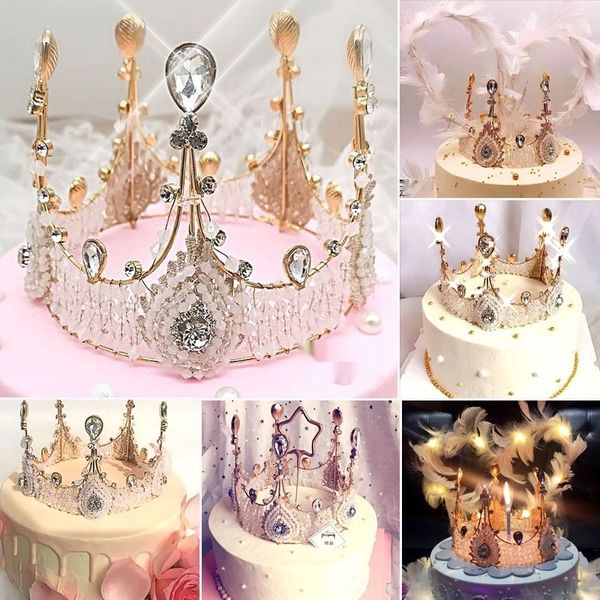 

karoc queen lace crown round cake decoration bakingcrystal accessories baking accessoriesbridal alloy big ornaments headdress crown lace que
