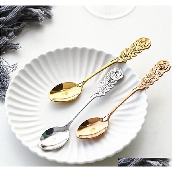 

soup spoon stainless steel gold-plated coffee tea dessert meal spoon fruit stir spoon kitchen dinnerware tableware cu sqcmtx wphome