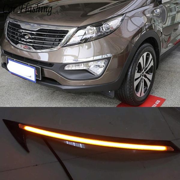 

car flashing 2pcs led daytime running light with turn signal car headlight eyebrow for kia sportage 2011 2012 2013 2014 2020