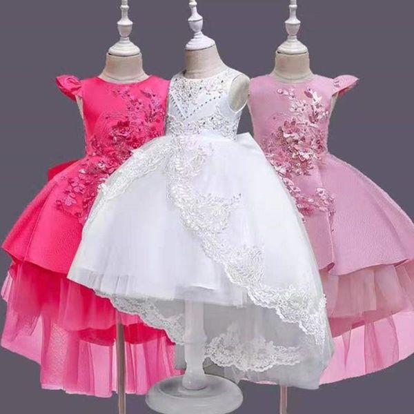 

girl dress lace appliques tutu children kids dresses for girls birthday dresses girls formal wedding party clothing y200102, Red;yellow