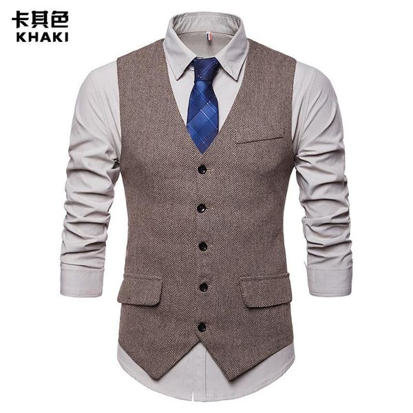 

мода коричневая шерстяная еловка tweed tweed vests slim mens костюм жилеты без рукавов костюм куртка мужское платье свадебный жилет, Black;white