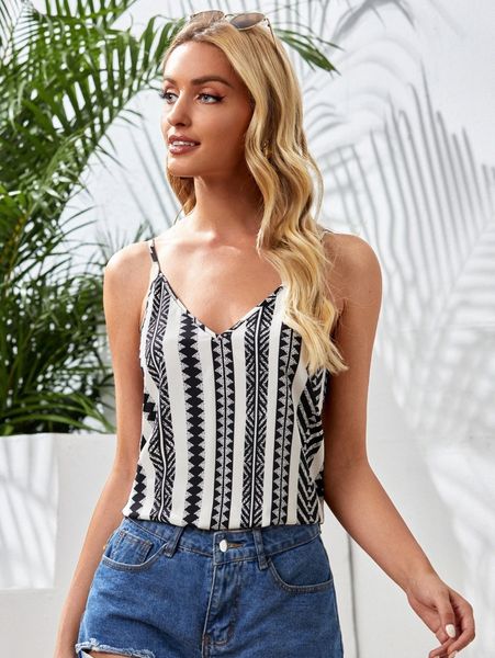 

striped print cami 24tl#, White