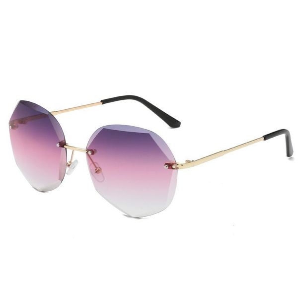 

sunglasses fashion women brand designer rimless gradient sun glasses shades cutting lens ladies frameless metal eyeglasses uv400, White;black