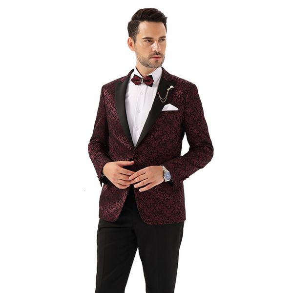 

men's large coat printed one casual button side fork suit, White;black