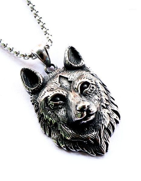 

1pcs 316l stainless steel new design howling wolf pendant necklace viking men celt charm1, Silver