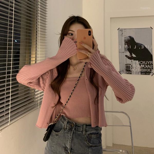 

woman sweaters 2020 new long-sleeved cardigan for women jacket autumn sweater outer two-piece suit casaco feminino lxr10901, White