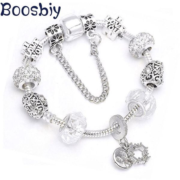 

charm bracelets boosbiy european style silver plated white "melt me "beads for women fit fine female jewelry gift, Golden;silver