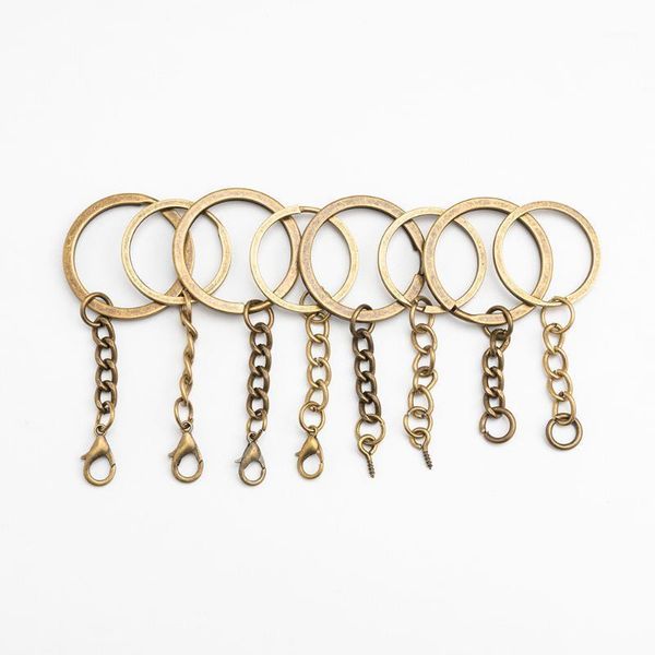 

key chain key ring keychain bronze 25mm/30mm long round split keyrings keychain1, Silver