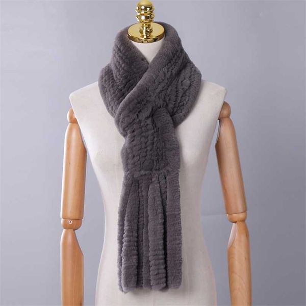 Winter frauen Echte echte Rex Kaninchen Fell Hand Gestrickte Schal Schals Gugel Ring Schals Wraps Snood Street Fashion Quaste 220114