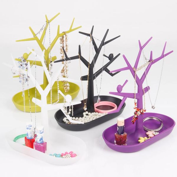 

tonvic diverse plastic black/white/purple bracelet bangle ring earring necklace jewellery display tree stand holder, Pink;blue