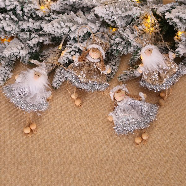 

decorations cute claus gold silver angel santa doll pendant christmas tree drop ornament new year xmas gift home decor