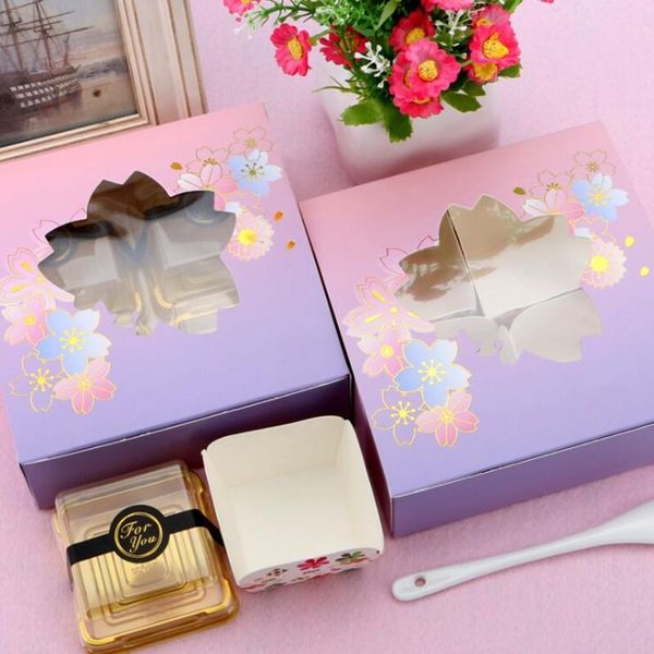 

14.2x14.2x5.2cm 10pcs baked snow fairy package box puff pastry custard tart nougat snow flake cookie box home dessert gift box bbyyqq