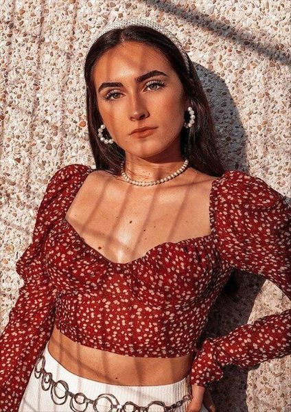 

женская блузка 2020 весна урожай горошек площади шеи рябить длинные рукава puff crop топы женская блузка и топы wamanclothes, White