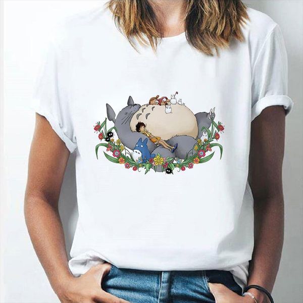 

totoro spirited away t shirt female streetwear cartoon new tshirt women japanese ulzzang clothes t shirt tee shirts, White