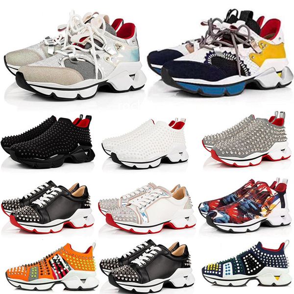 

2021 fashion red bottom men women casual shoes spikes rivets rhinestone dress party walking shoes sneakers chaussures de sport 36-47, Black
