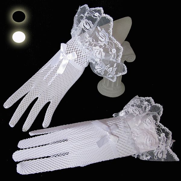 

women' gloves high stretch knitted mesh hollow lace fishnet appeal accessories b99, Blue;gray