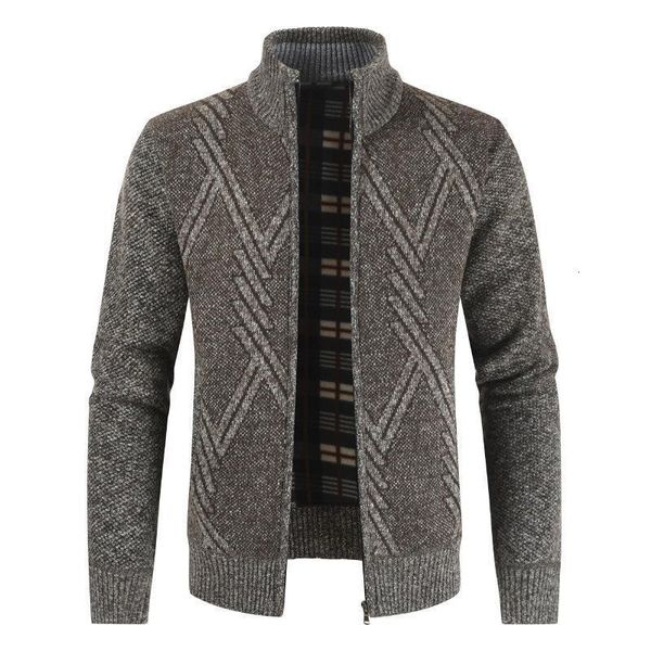 

2019 autumn winter mens sweater casual stand collar thick cardigan men fashion warm sweater coats men, Black;brown