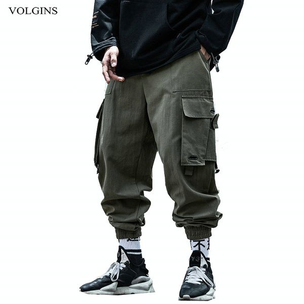 

streetwear cargo pants mens plus size hip hop side pocket casual loose black sweatpant 2020 new sale