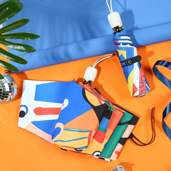 

простой лес matic зонтик 3 складывая солнцезащитный upf50 зонт parapluie складной женщины umbrellara в женщины jllvws garden_light