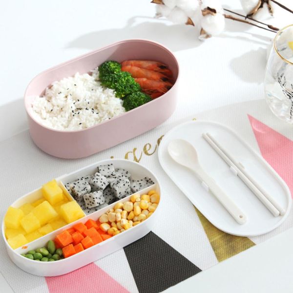 

2 слоя обед коробка microwavable японского деревянные feeling bento box контейнер посуда набор pp хранение продукты дело мульти размер bbyem