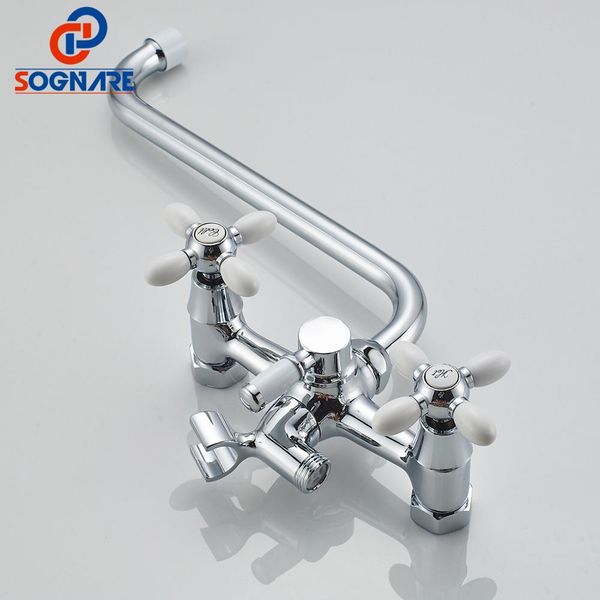 

sognare современные ванны смесители a заданная 30см длина выходного повернутого ванны смесителя латунный смеситель для душа для тела для ван