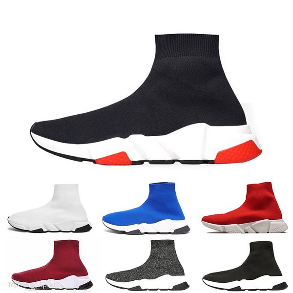 

2019 walking speed shoes trainer oreo triple black white red flat fashion socks boot men women casual sneakers