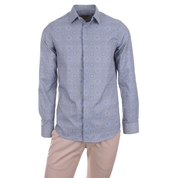 

gentilbay men's ethnic printed grey slimfit long-sleeve sport shirt dpd178 1022, White;black