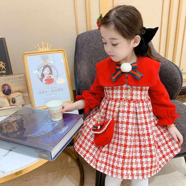 

sweet new 2021 girls' drs children's winter plaid plush warm skirt 0886pxjngat6, Red;yellow