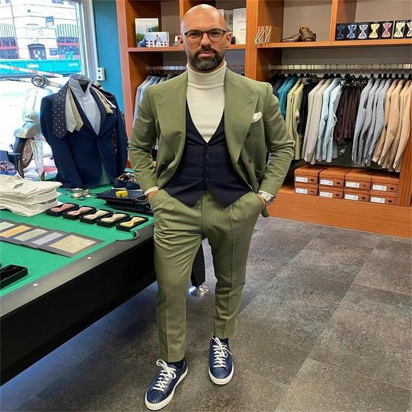 

men's suits & blazers handsome green men tuxedos lapel fashion design groom custom made fit slim formal party suit outwear, White;black